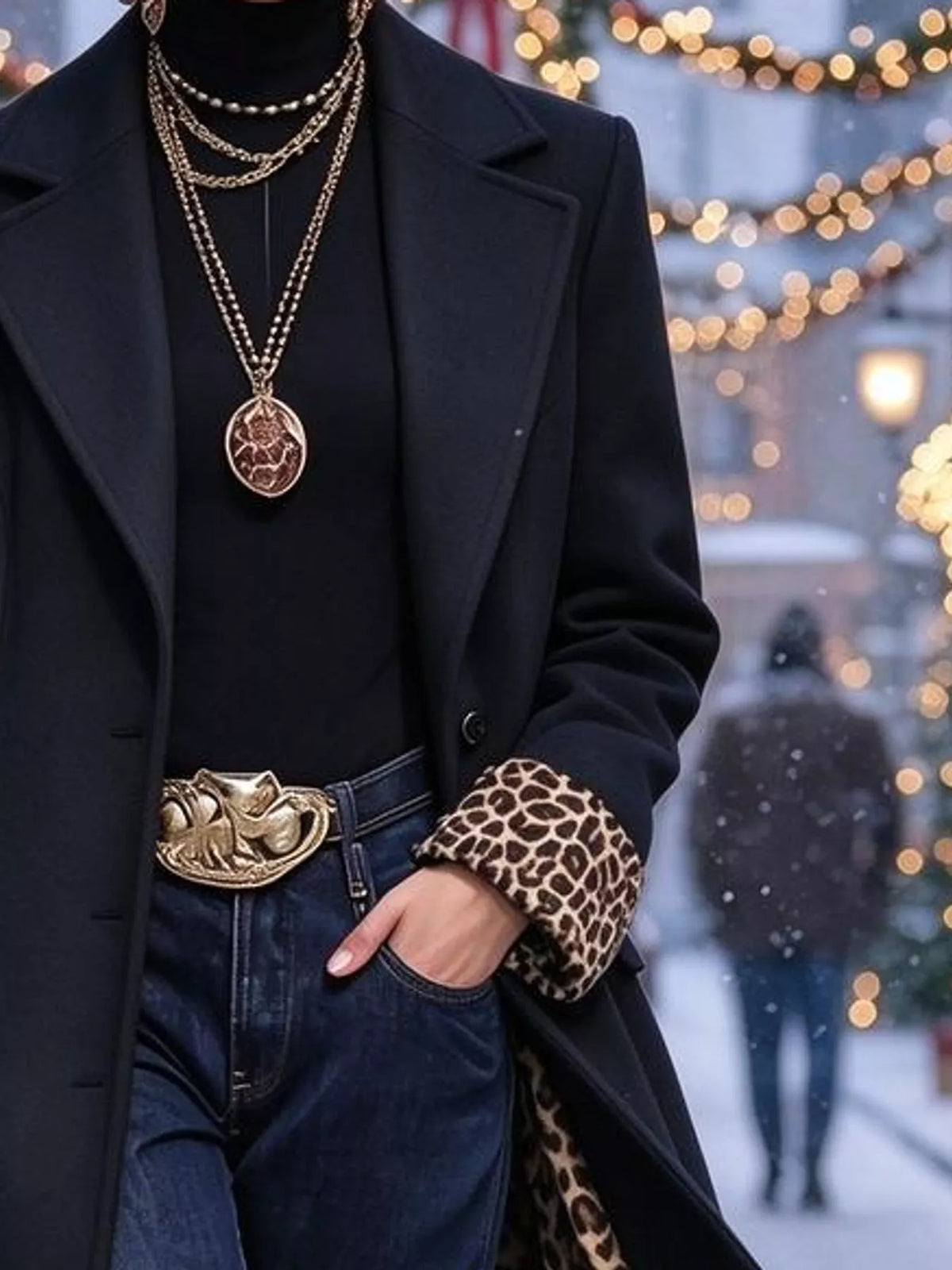 Black-Woolen Version button up longline coat