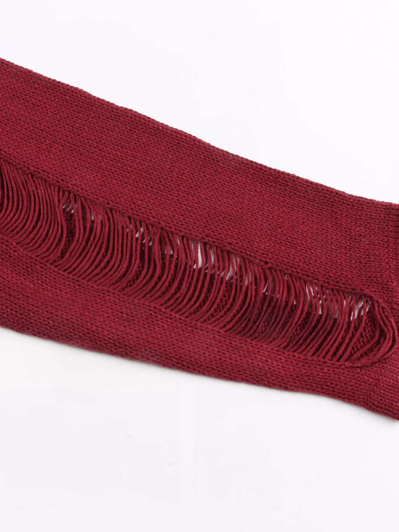 Trendsi Backless Distressed Long Sleeve Knit Cover Up -