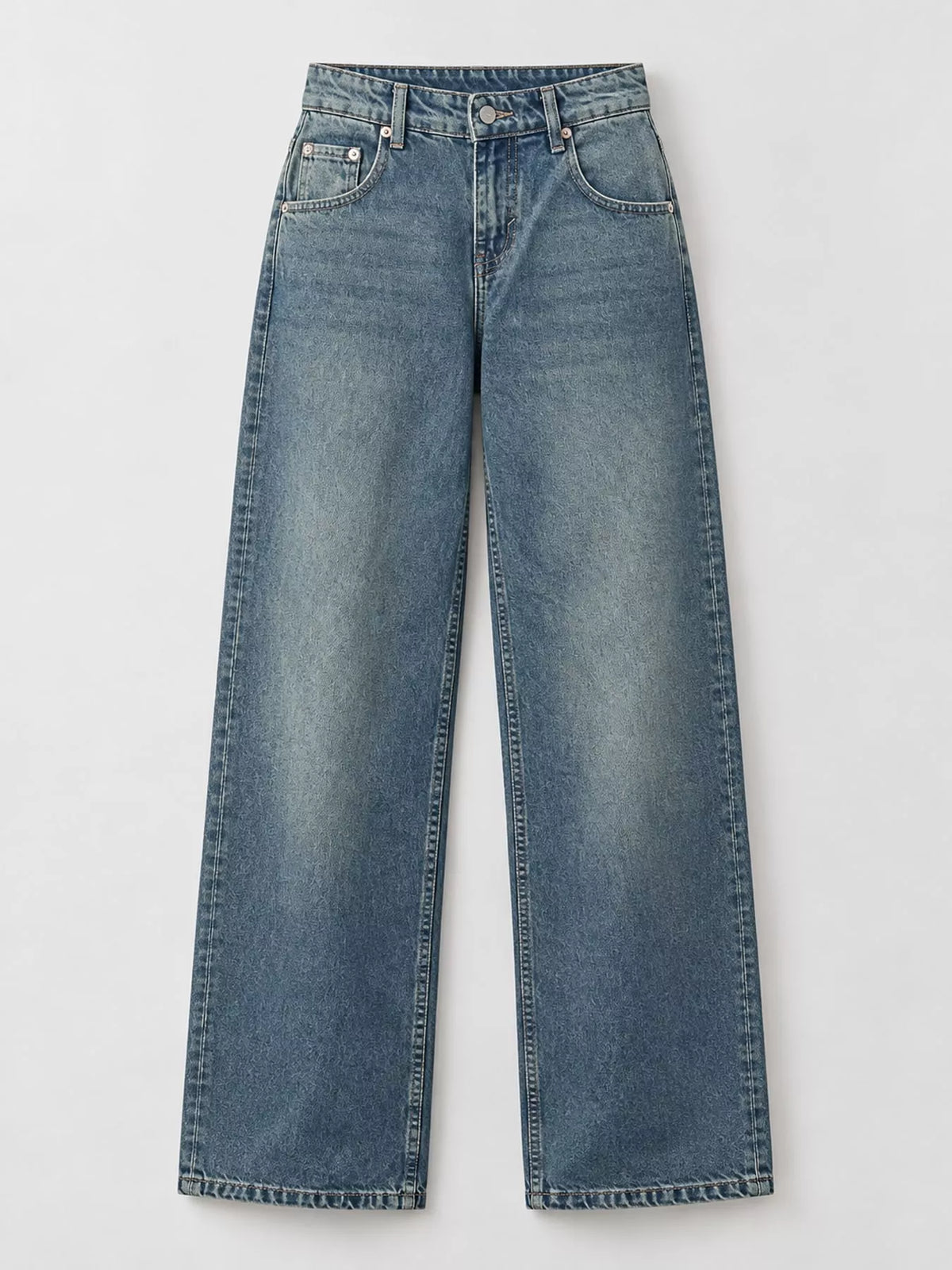 Vintage Wash Low-Rise Wide-Leg Jeans — garment front