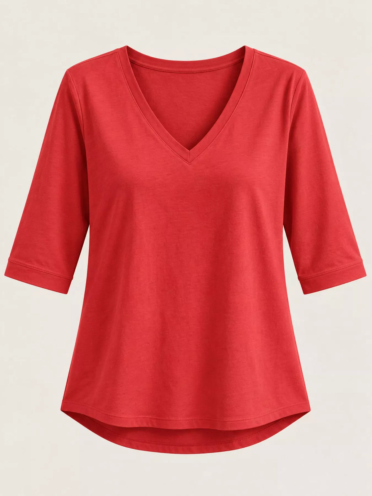 Red v-neck half sleeve t-shirt