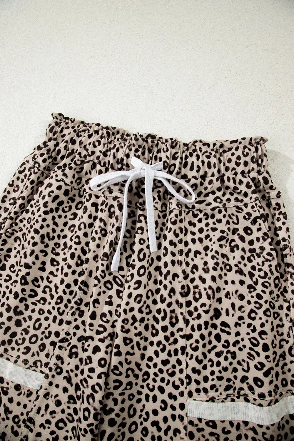 Trendsi Leopard Print Wide-Leg Pants with Drawstring -