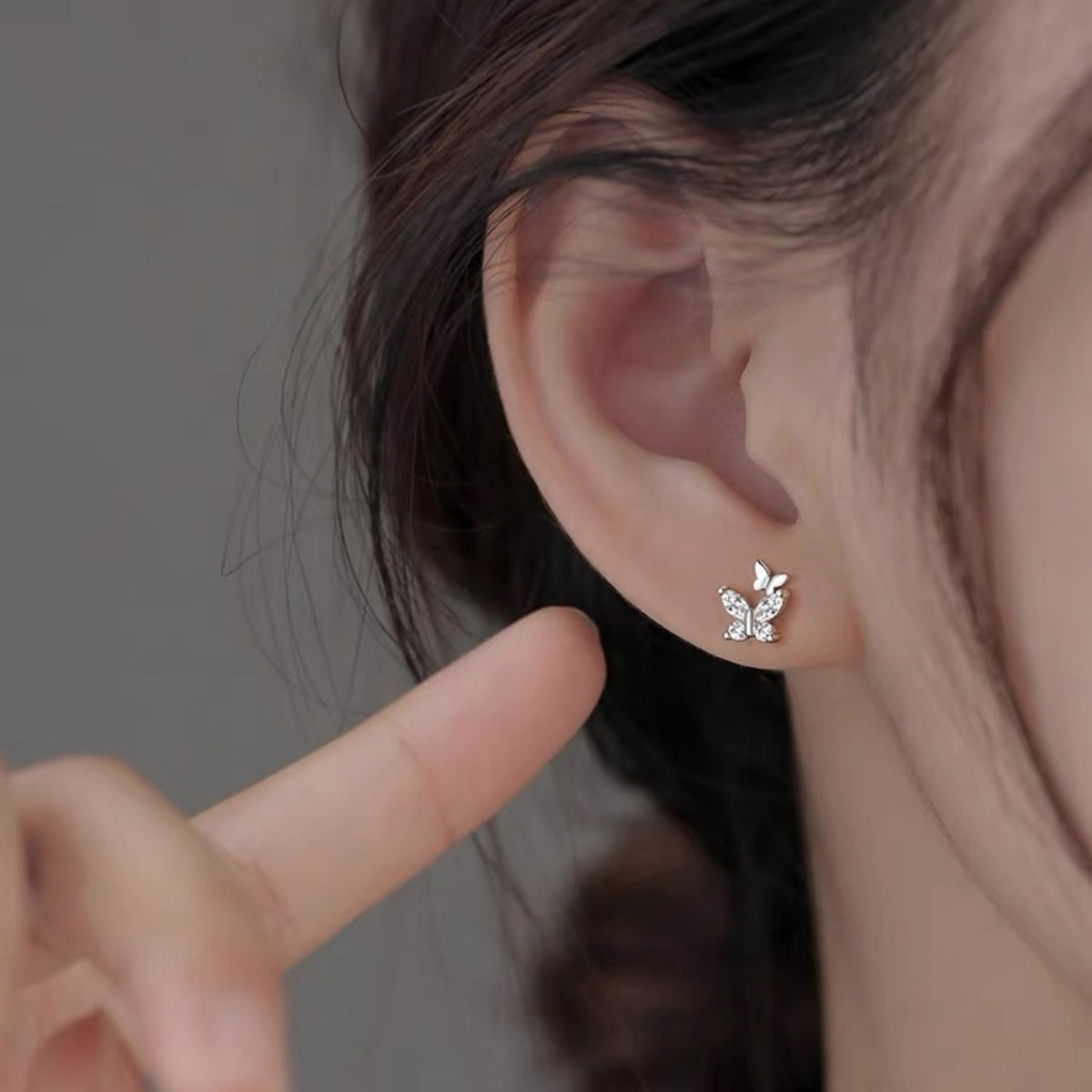 Trendsi 925 Sterling Silver Butterfly Stud Earrings -
