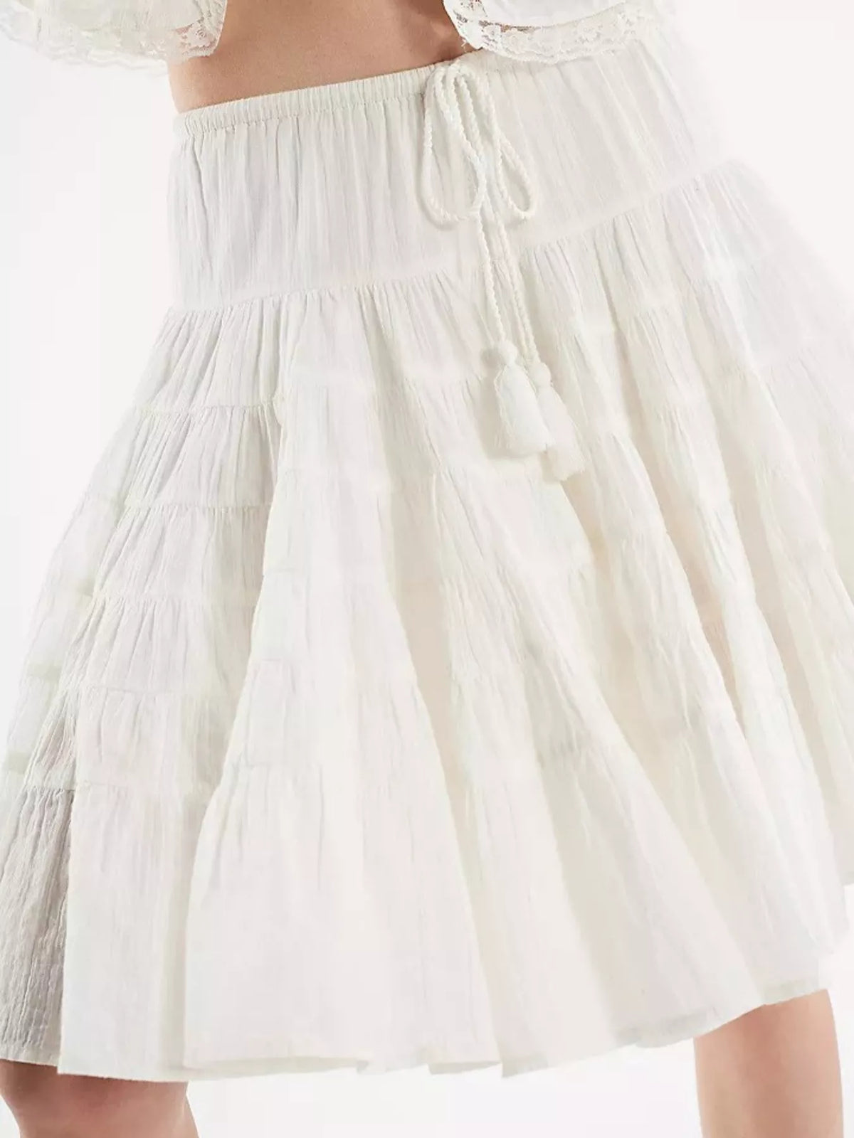 Trendsi Tiered Drawstring Mini Skirt -