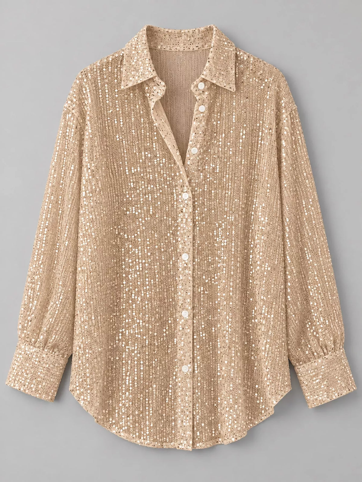 Sequin shirt, beige hanging front