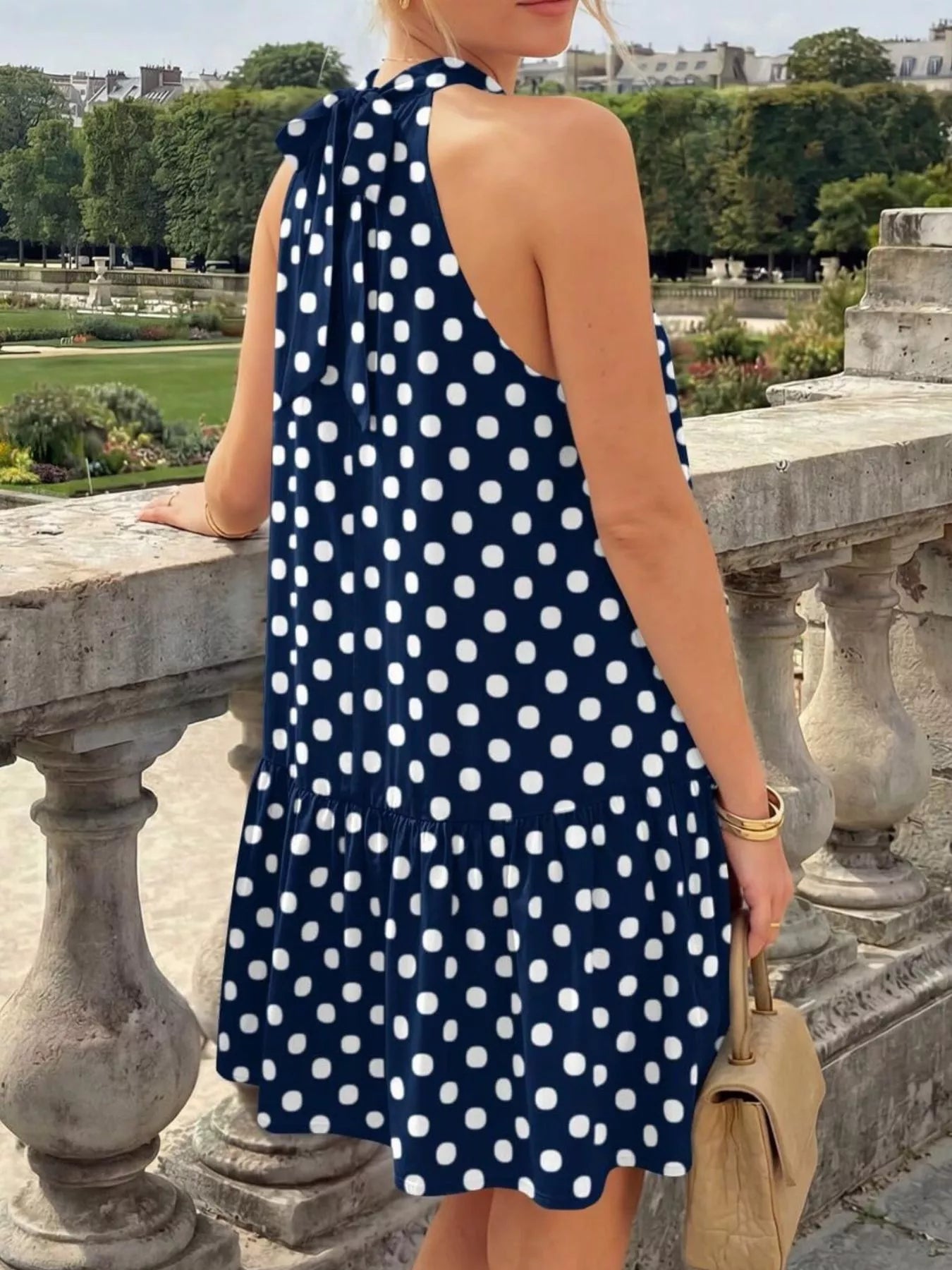 Trendsi Polka Dot Halter Neck Mini Dress -