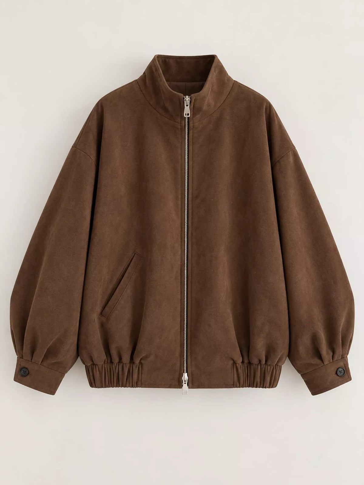 Stand-collar jacket, brown flat lay