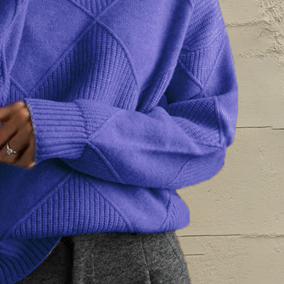 Trendsi Geometric Turtleneck Long Sleeve Sweater -