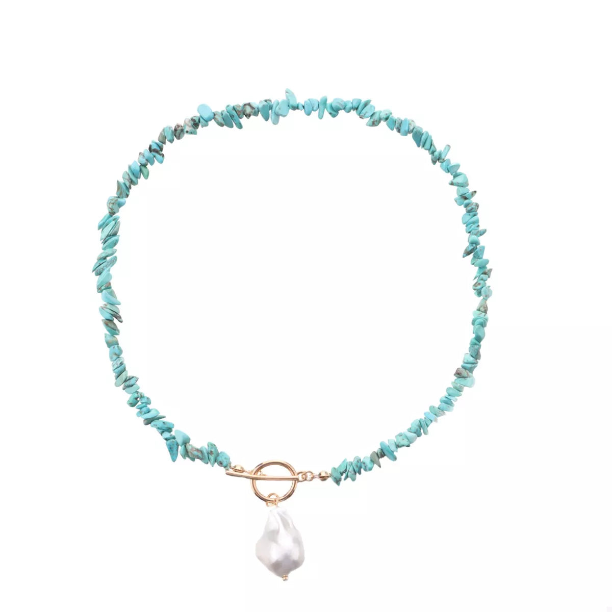 Trendsi Turquoise Irregular Pearl Necklace -