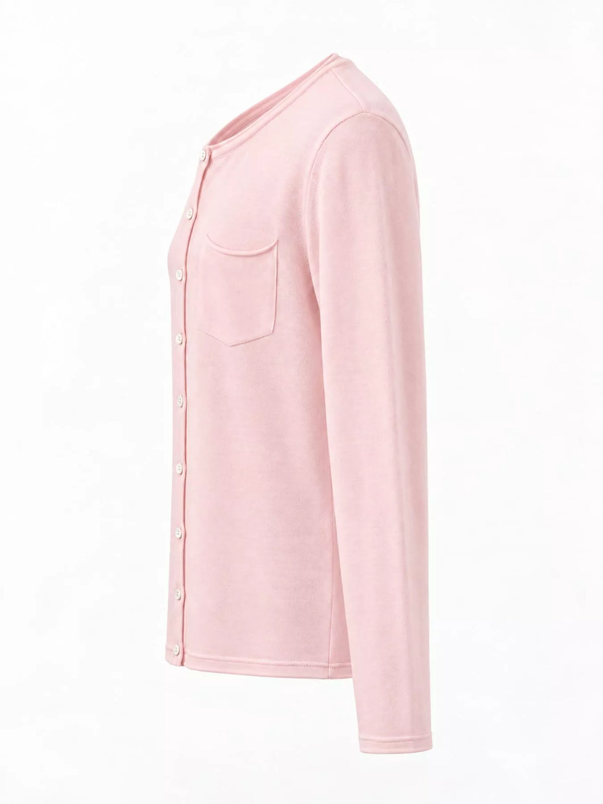 Round neck long sleeve cardigan, product view