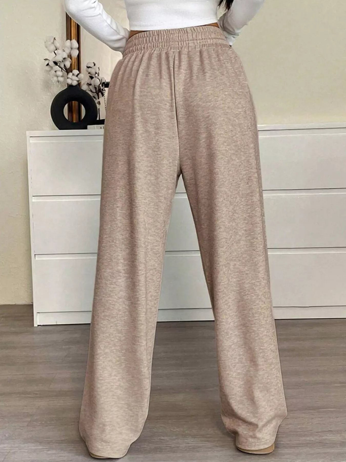 Trendsi High-Waisted Wide-Leg Pants with Drawstring -