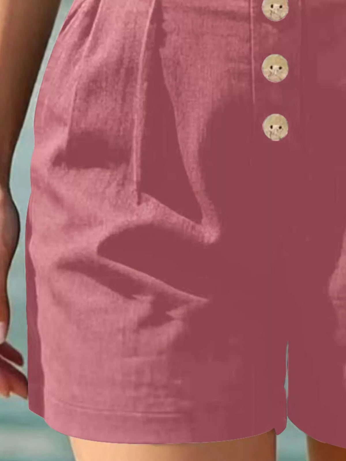 Trendsi Button Fly High Waist Shorts -
