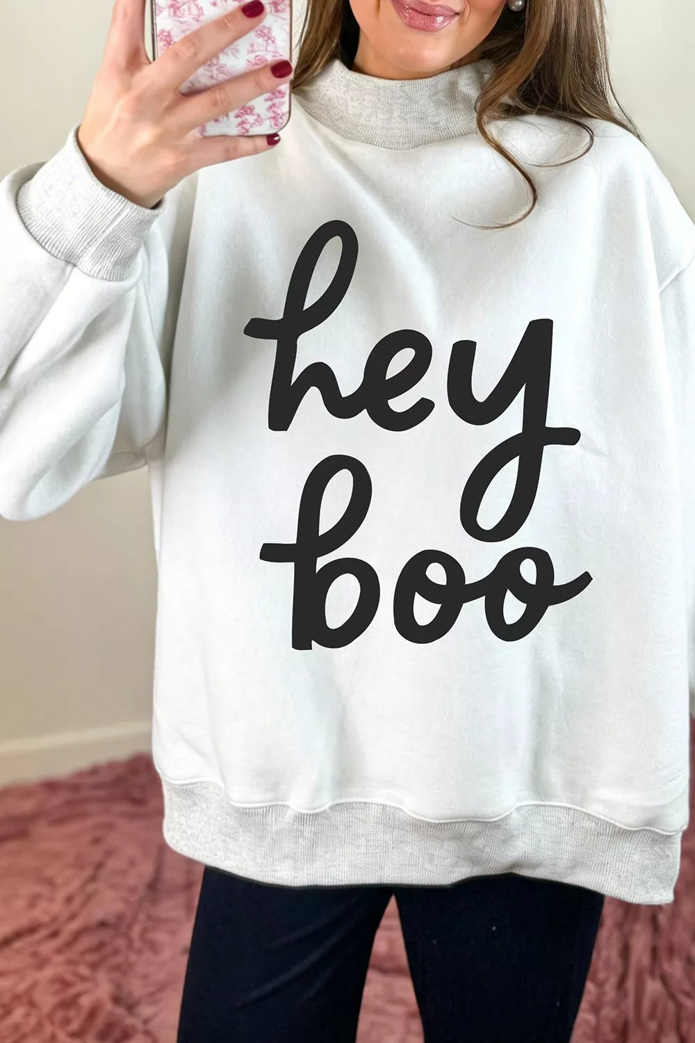 Trendsi Reversible Halloween Graphic Mock Neck Tunic Sweatshirt -