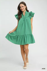 Trendsi Umgee Flutter Sleeve Tiered Dress -