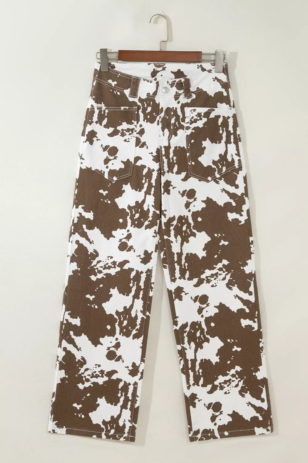 Trendsi Abstract Pattern Regular Fit Full-Length Western Style Jeans -