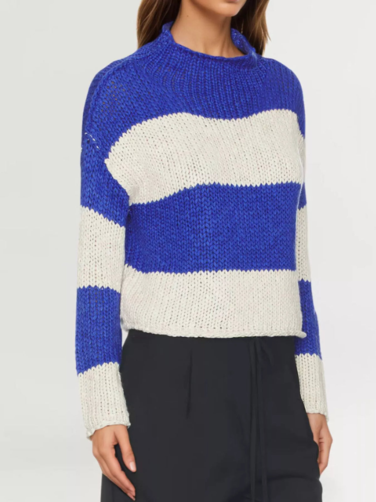 Trendsi Chunky Knit Striped Sweater -