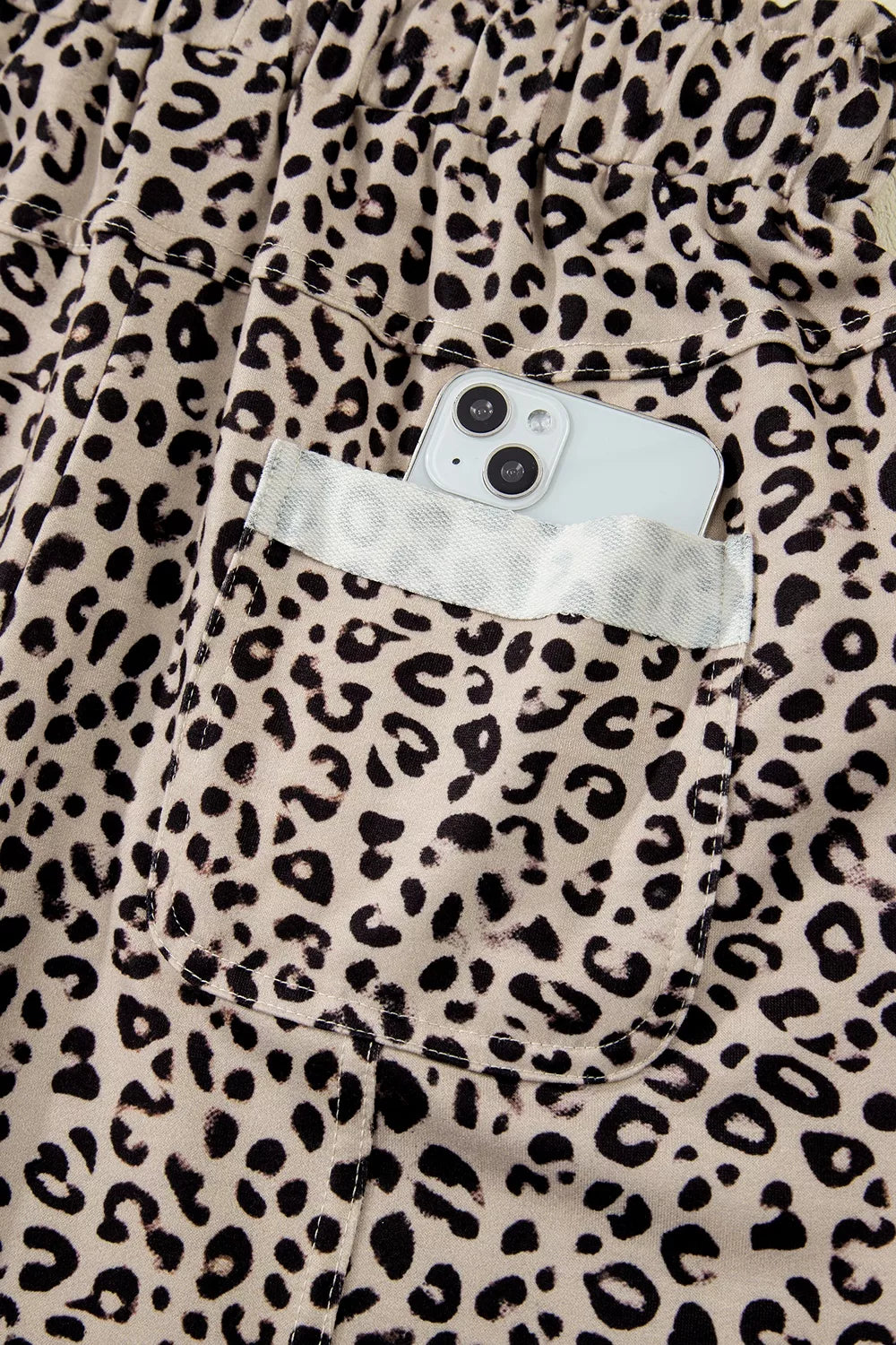 Trendsi Leopard Print Wide-Leg Pants with Drawstring -