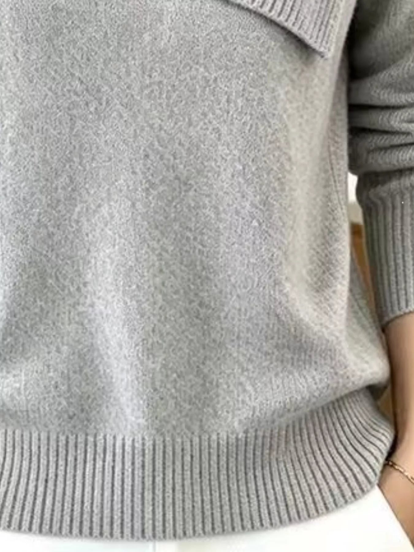 Trendsi Full Size Asymmetric Ribbed Collar Sweater Plus Size -