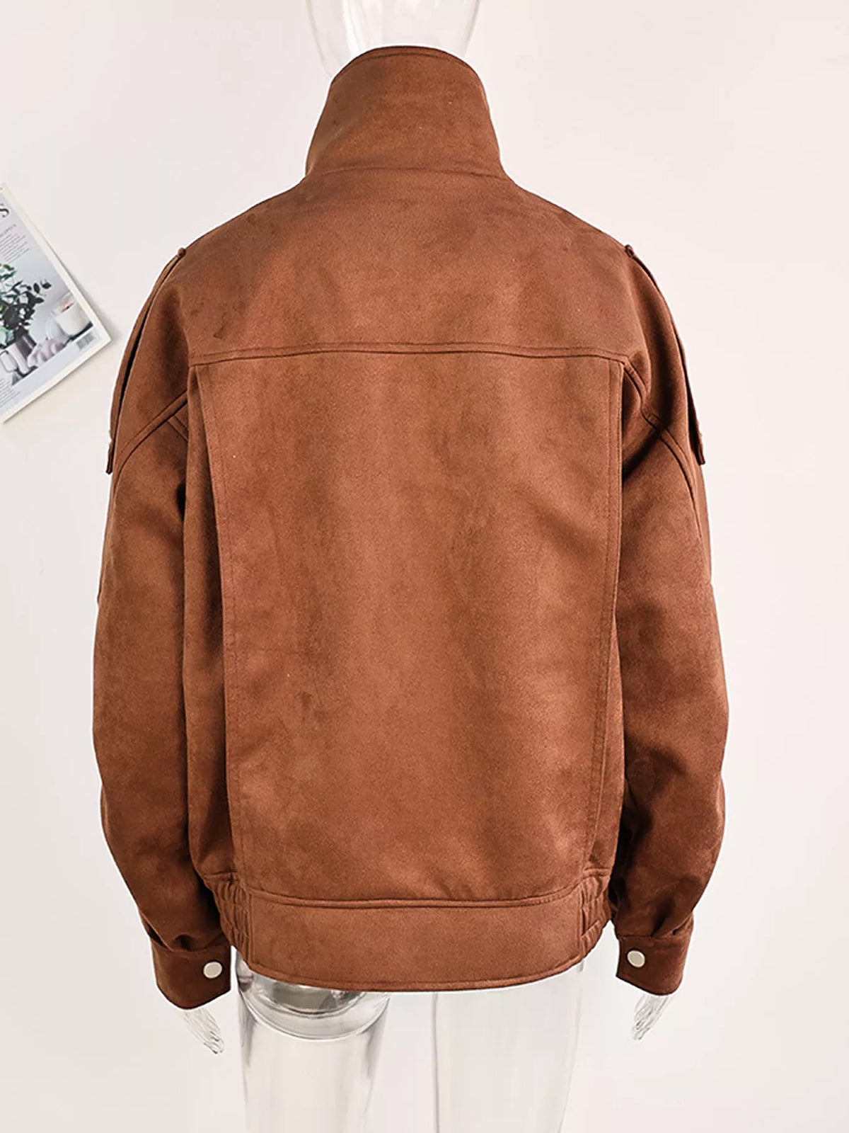 Trendsi Zip Up Dropped Shoulder Moto Jacket -