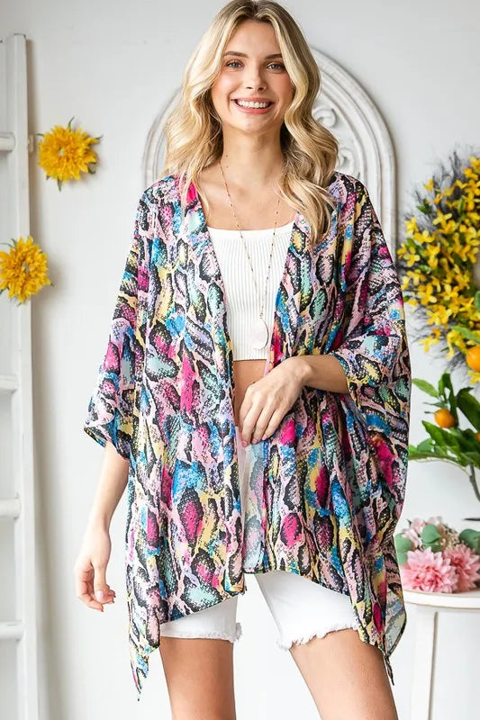 Trendsi Heimish Full Size Multi Color Snake Open Cardigan Plus Size -