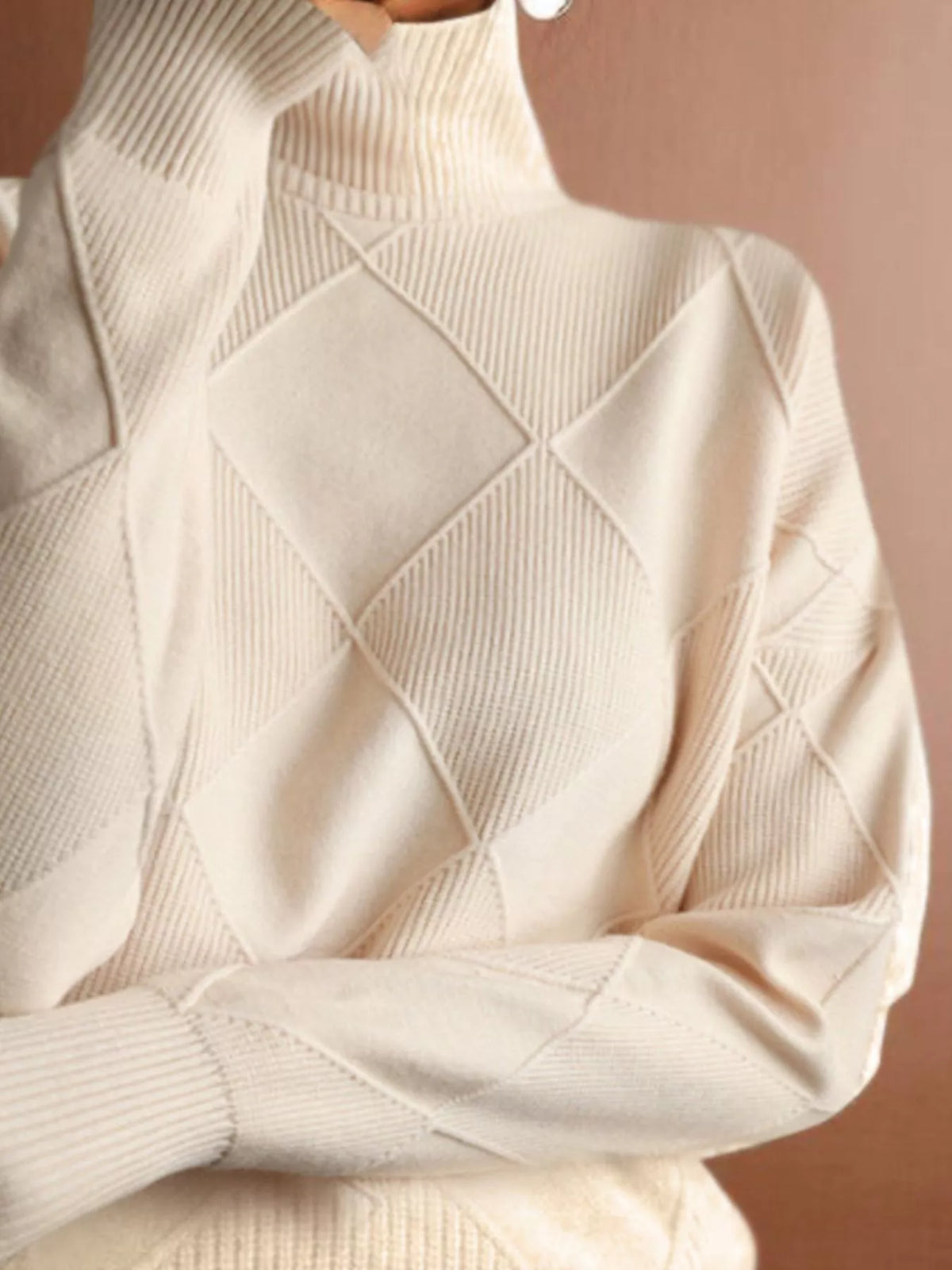 Trendsi Argyle Pattern Turtleneck Sweater -
