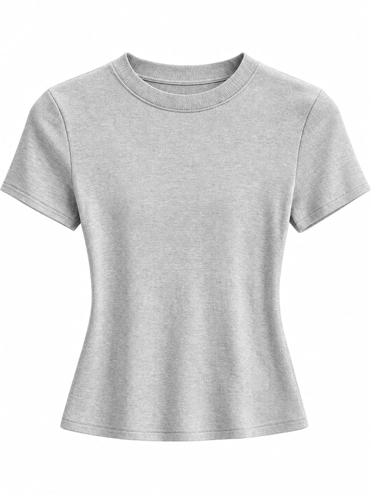 Light gray slim-fit crew neck T-shirt, front view