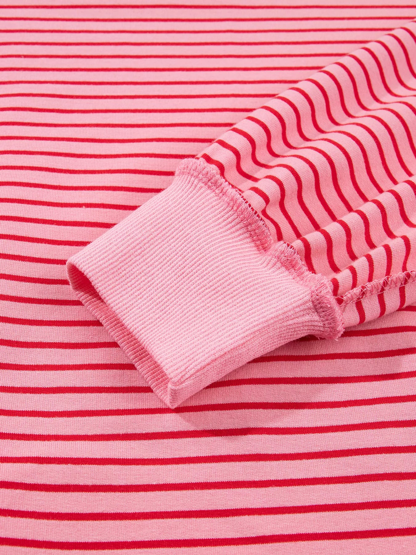 Trendsi Stripe Ribbed Patchwork Mock Neck Baggy Pullover Matching Shorts Set -
