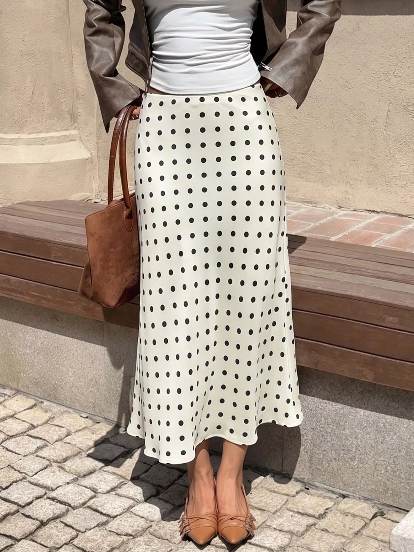 Trendsi Polka Dot Midi Skirt -