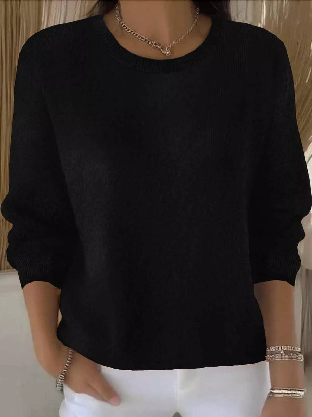 Black crew neck sweater
