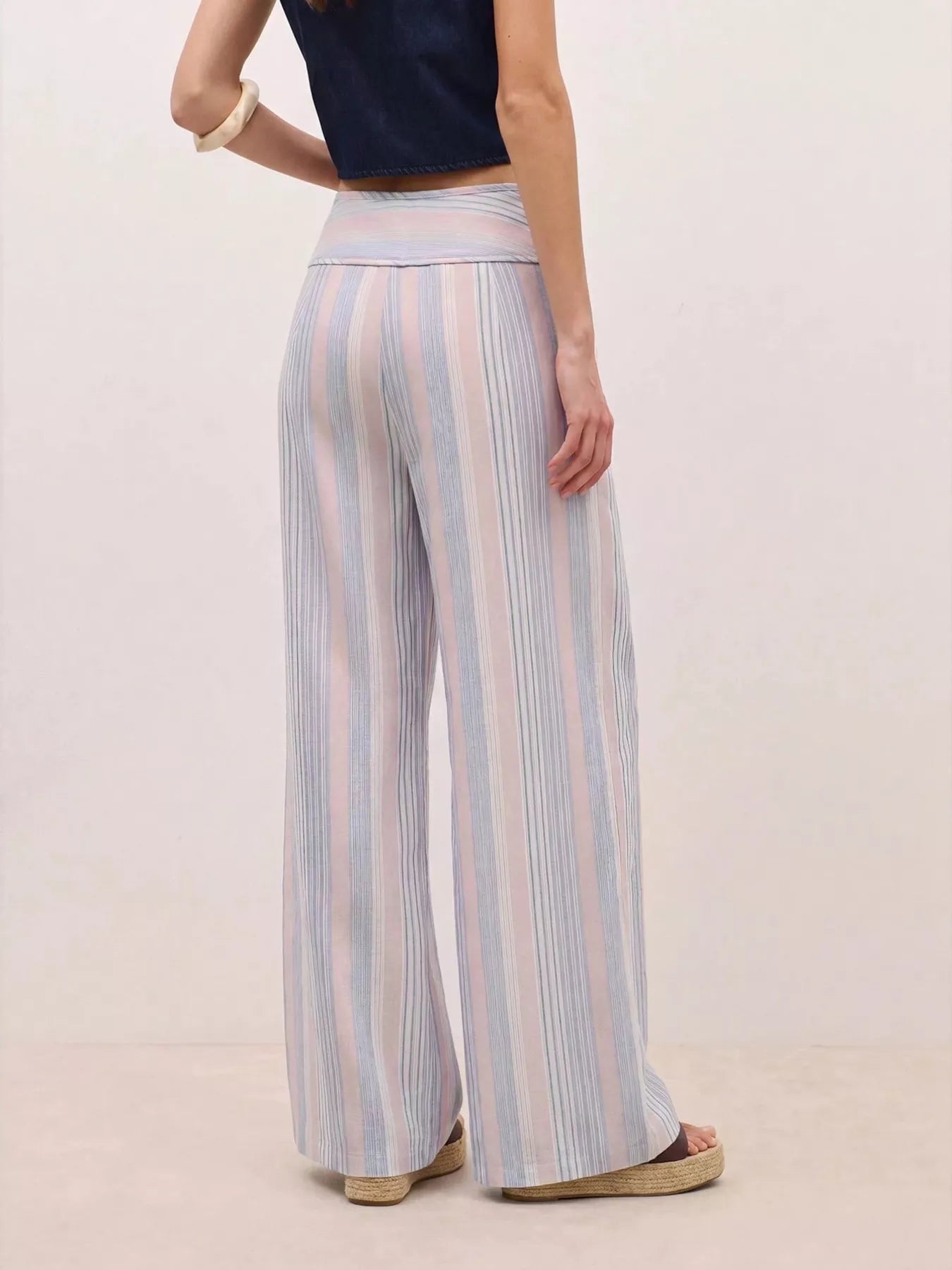 Trendsi Striped Wide-Leg Pants with Tie Waist -