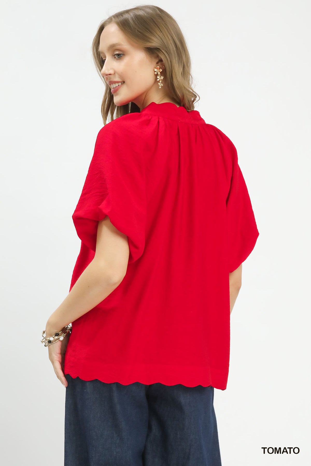 Women's Floral Embroidered Hem Relaxed-Fit Blouse — product view 3