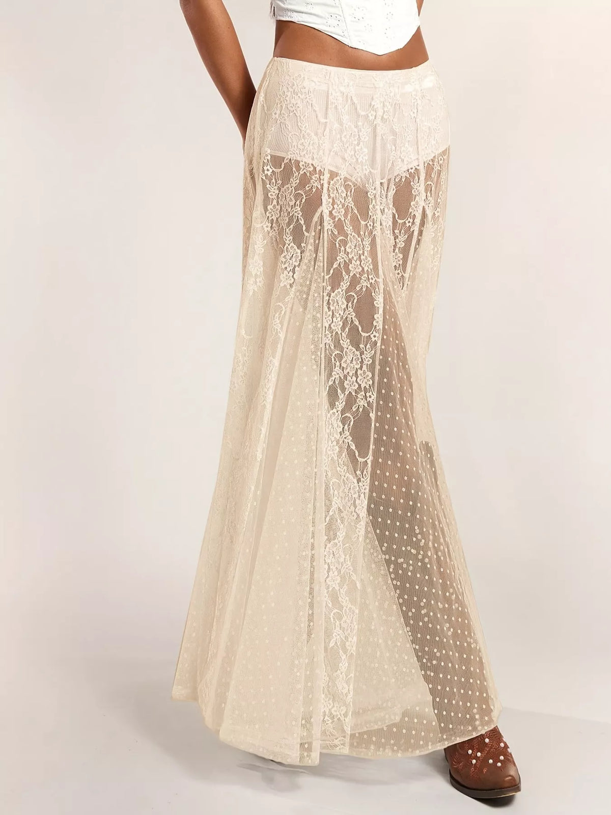 maxi skirt, front view on model