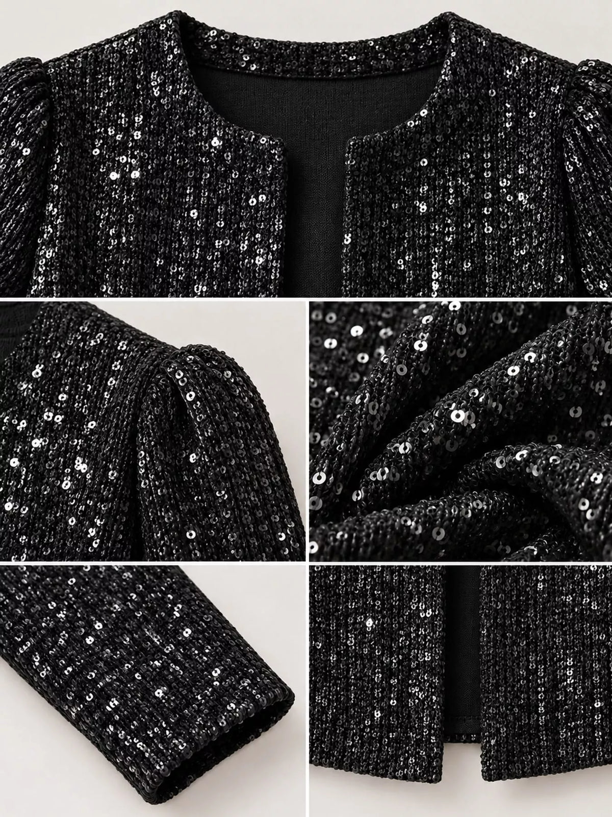 Sequin Long Sleeve Jacket — garment construction details