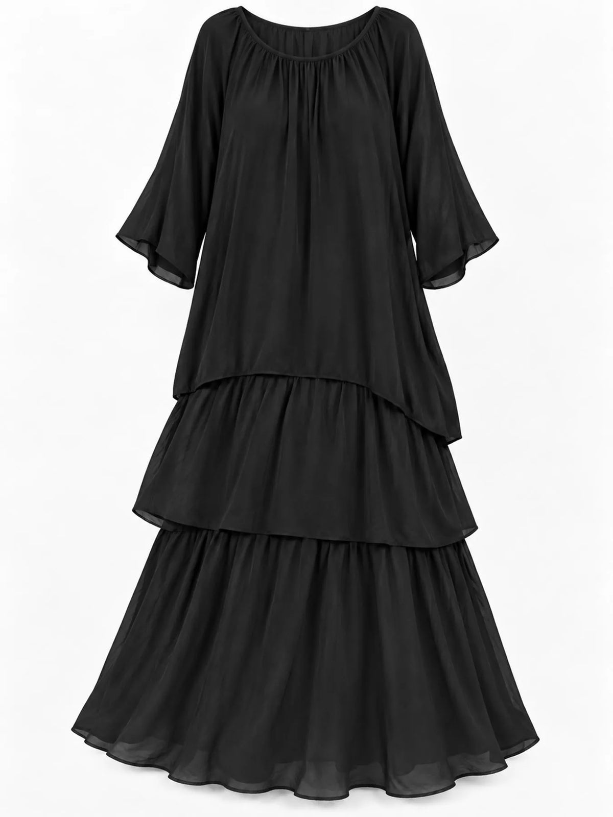 Layered maxi dress, black detail front