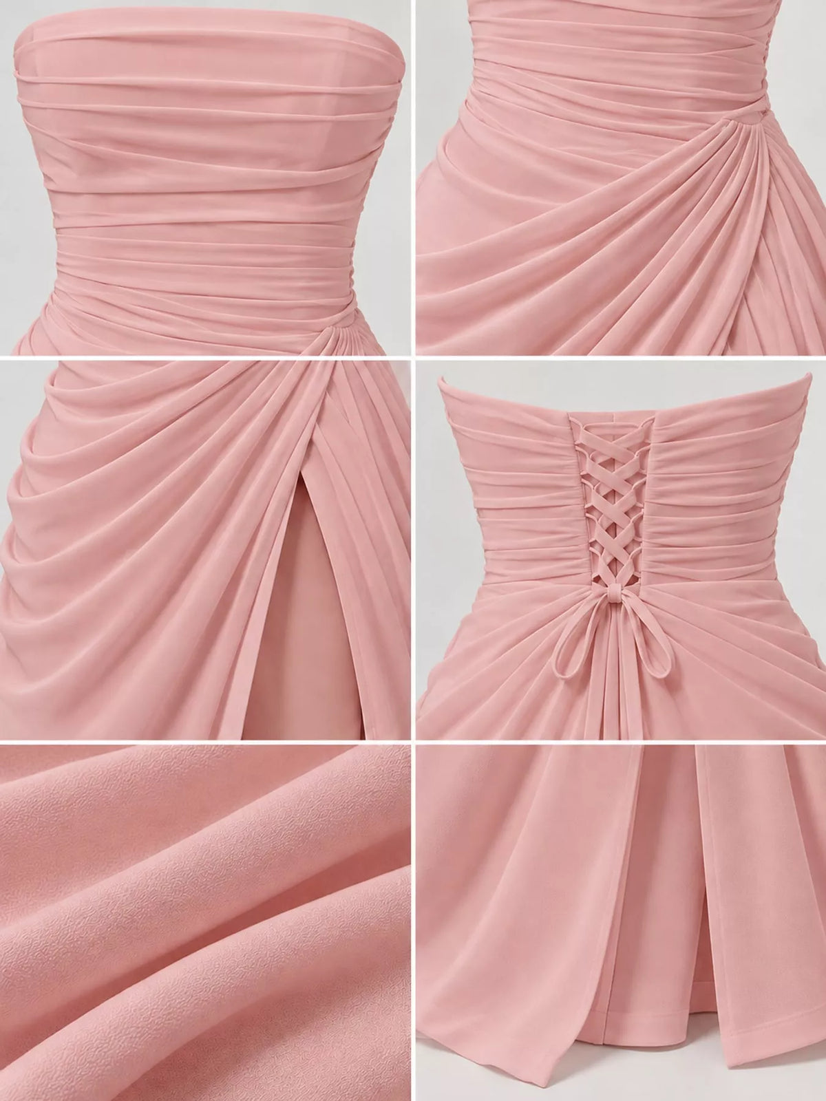 strapless maxi dress, construction and design details
