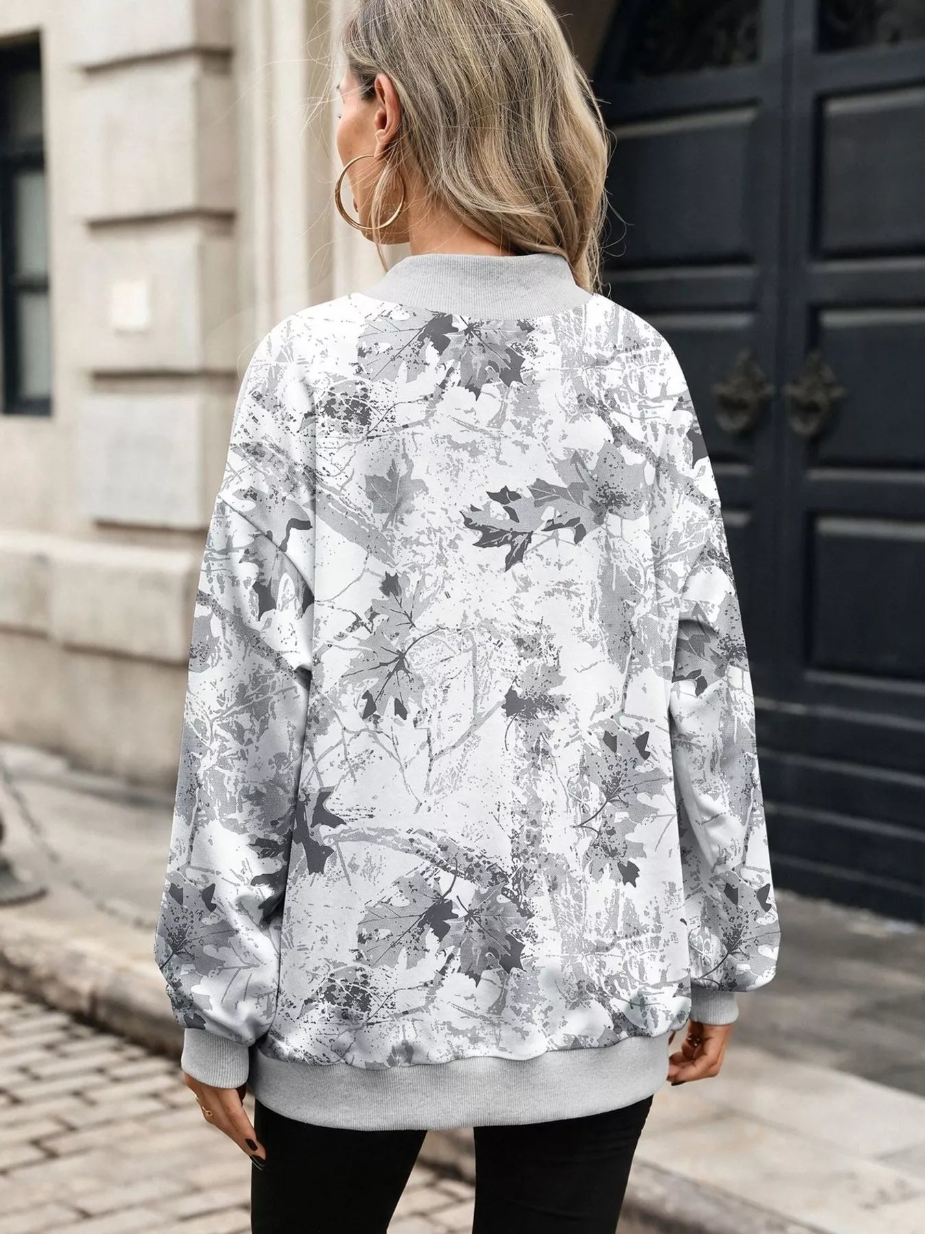 Camouflage-print mock-neck sweatshirt