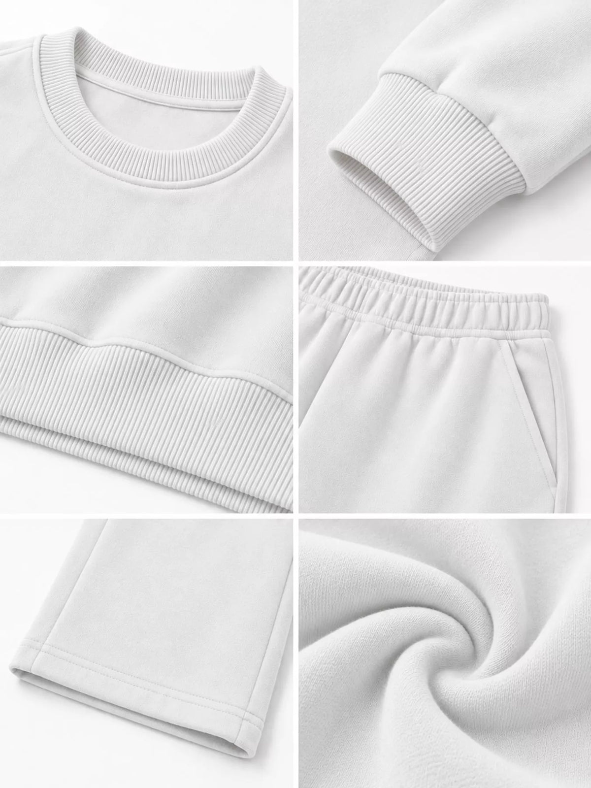 Crewneck Drop Shoulder Sweatshirt and Wide-Leg Pants Set — construction details