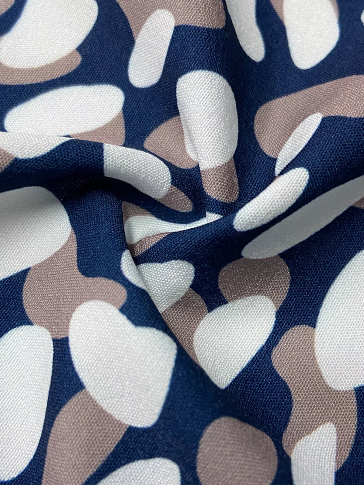 Printed Button-Down Long Sleeve Shirt in blue, abstract print detail