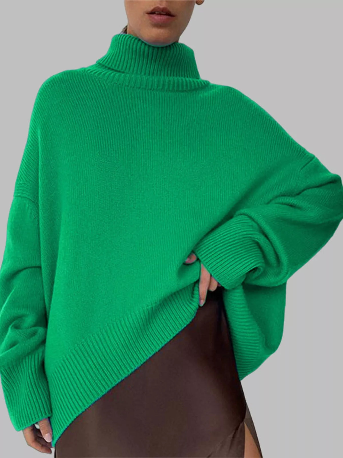 Turtleneck sweater, green front