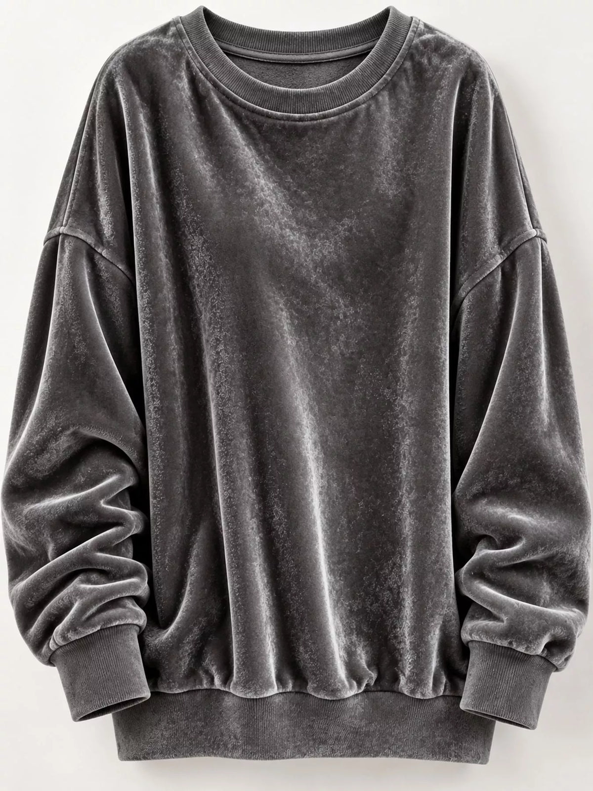 Crew-neck sweatshirt, gray hanging front