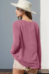Trendsi Double Take Full Size Notched Thumbhole Long Sleeve T-Shirt -