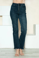 Trendsi Judy Blue Full Size Button Fly Hem Destroy Straight Jeans - Pants