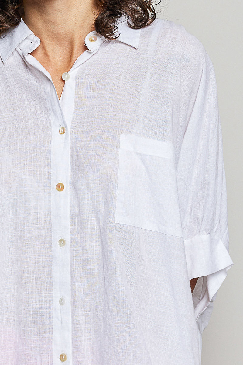 Women's 100% Cotton Button-Down Half-Dolman Sleeve Shirt — product view 6