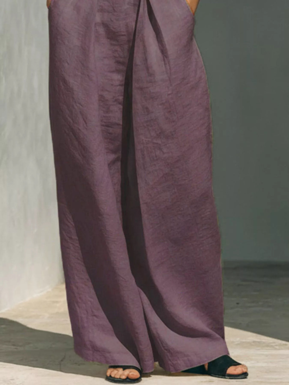 Turtleneck sleeveless top and wide-leg pants set