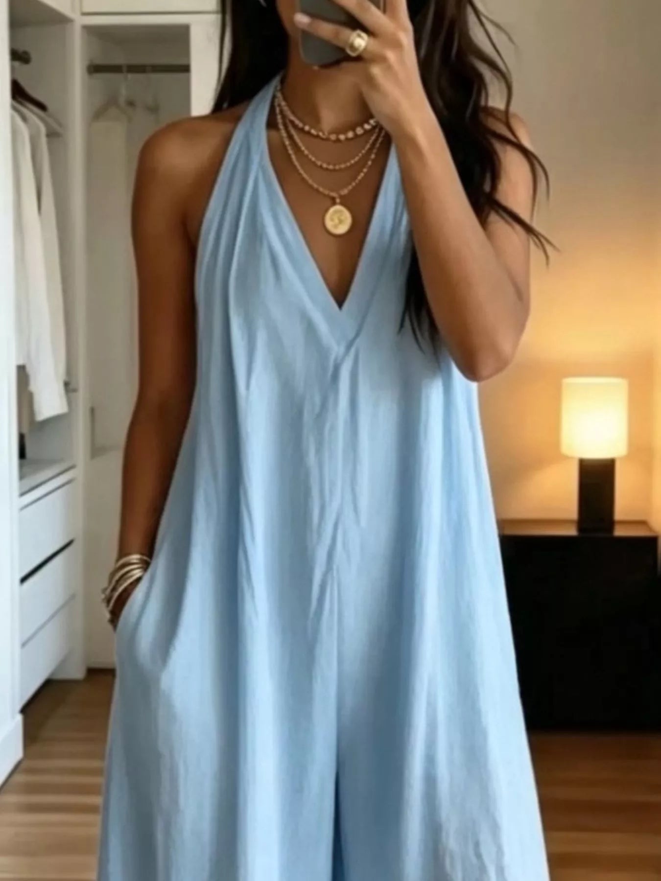 Trendsi Full Size Halter Neck Wide-Leg Jumpsuit Plus Size -
