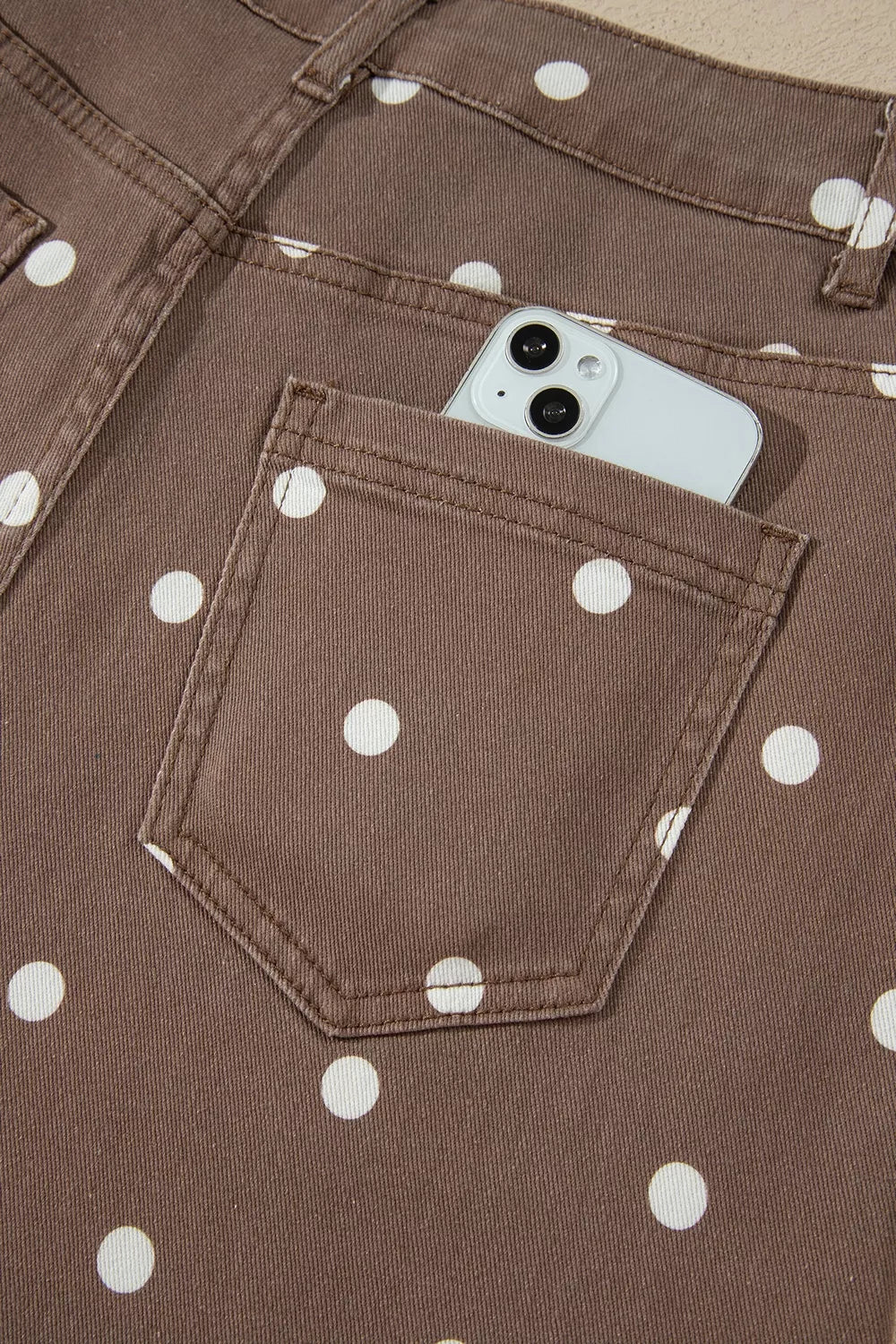 Trendsi Tailored Seam Polka Dot Print Barrel Casual Jeans -