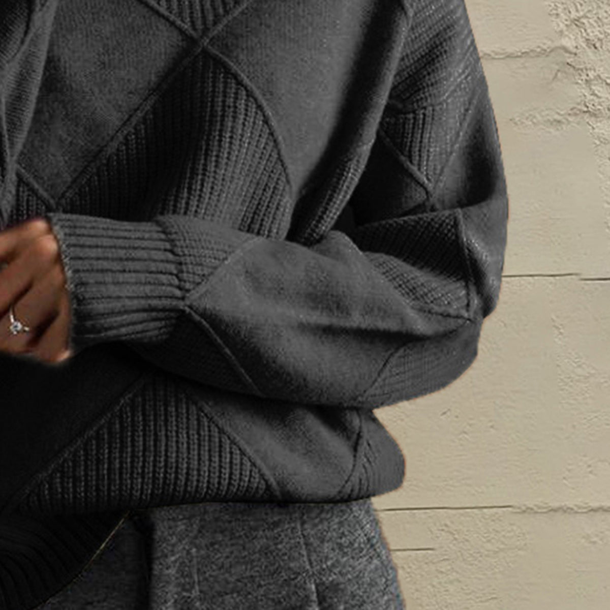 Trendsi Geometric Turtleneck Long Sleeve Sweater -
