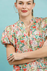 Trendsi Umgee Floral Puff Sleeve Blouse -