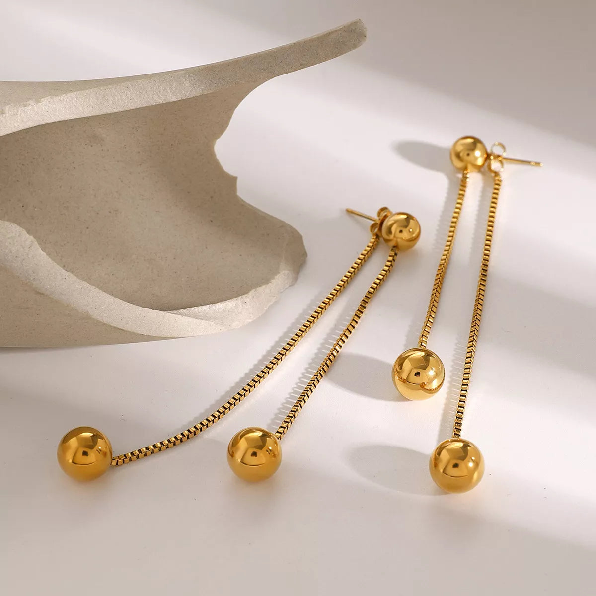 Trendsi 18K Gold-Plated Ball Drop Earrings -