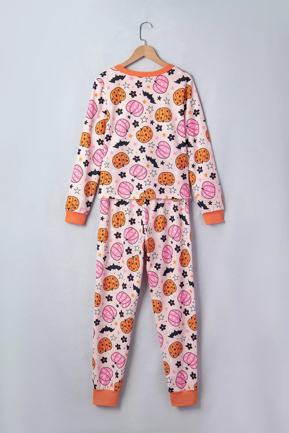 Trendsi Halloween Pumpkin Print Long Sleeve Home Wear Lounge Set -