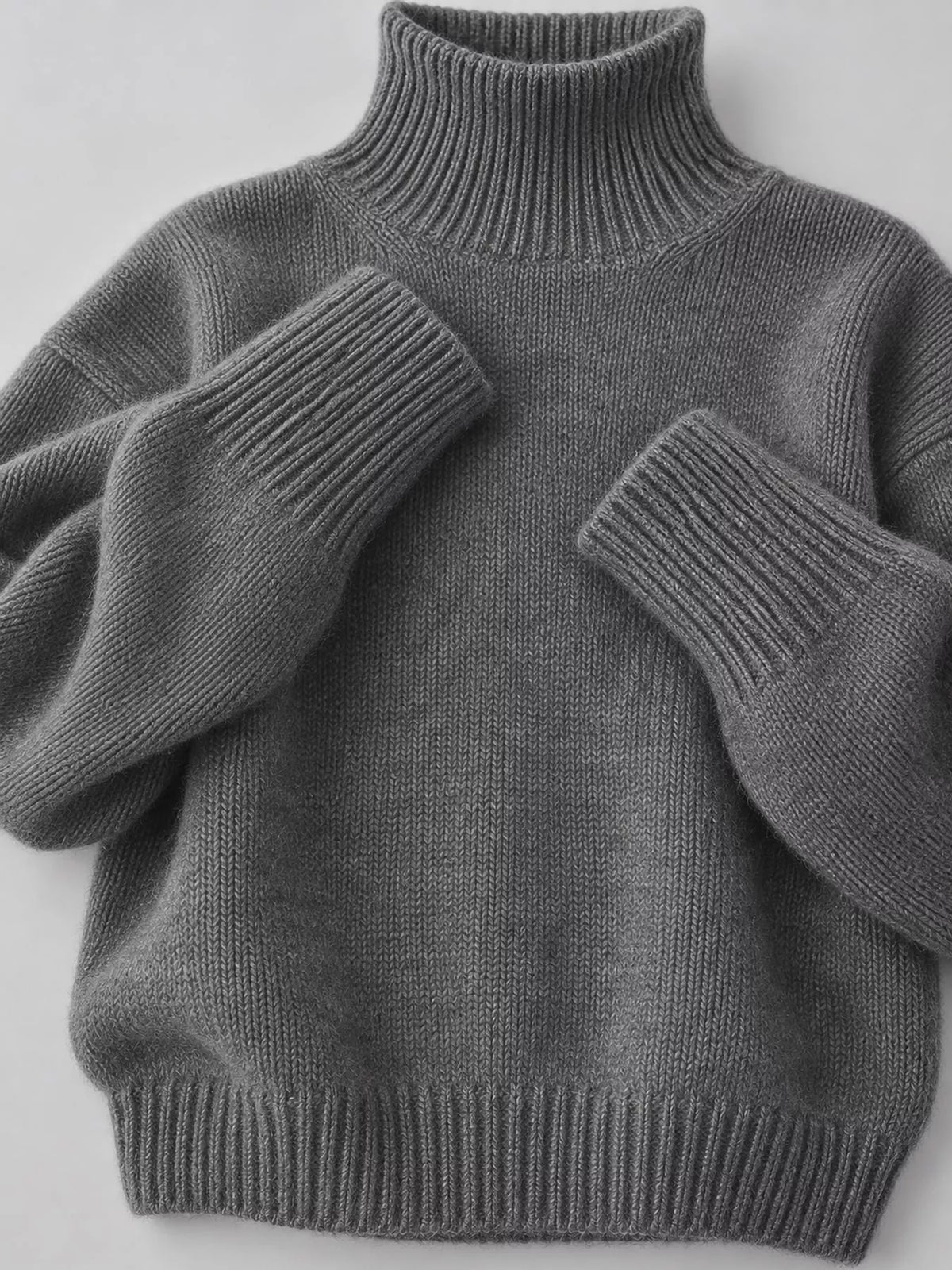Turtleneck sweater, dark gray knit detail